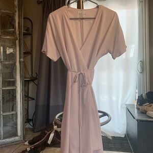 Elegant Light Pink Wrap Dress